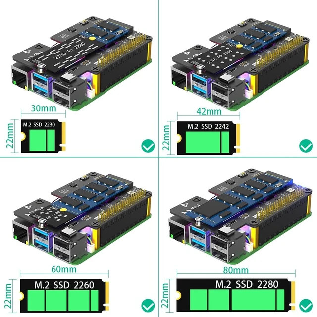 Alt view image 5 of 5 - New Version 3 in 1 Combo M.2 NVMe to PCIe Adapter with Cooler Fan and Automatic Discoloration LED for Raspberry Pi 5 (Long Version)