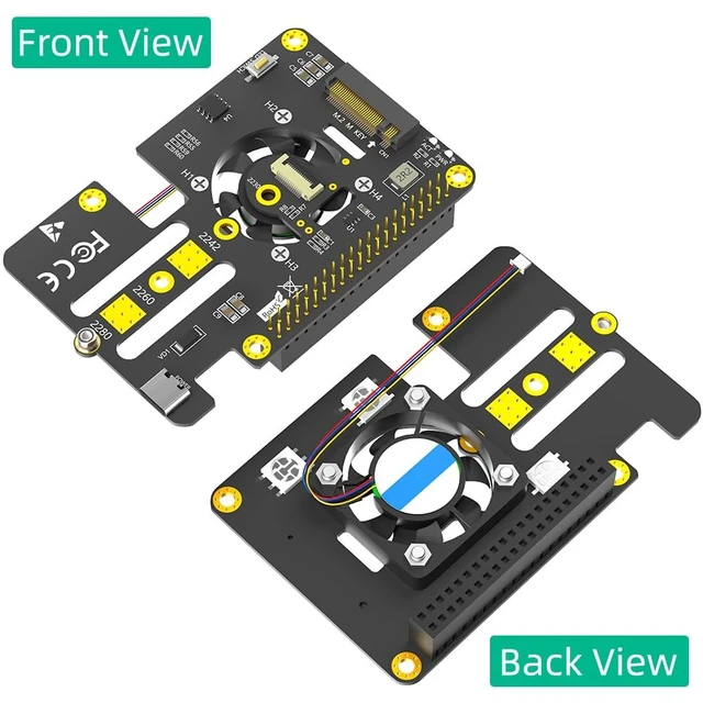 Alt view image 2 of 5 - New Version 3 in 1 Combo M.2 NVMe to PCIe Adapter with Cooler Fan and Automatic Discoloration LED for Raspberry Pi 5 (Long Version)
