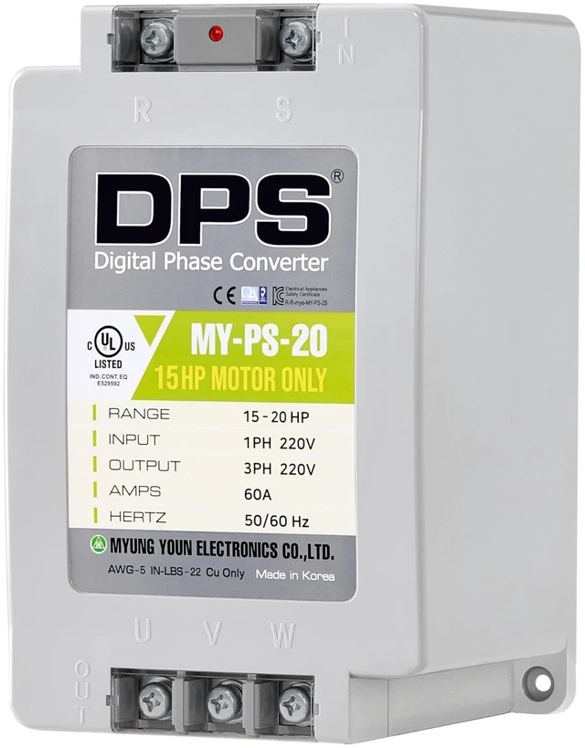 Main image of DPS Digital Phase Converter 20HP MY-PS-20, Single to 3 Phase, 60A 200-240V