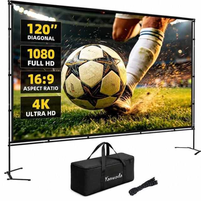 Main image of Yanuoda 120-Inch Outdoor Projector Screen with Stand, Portable 16:9