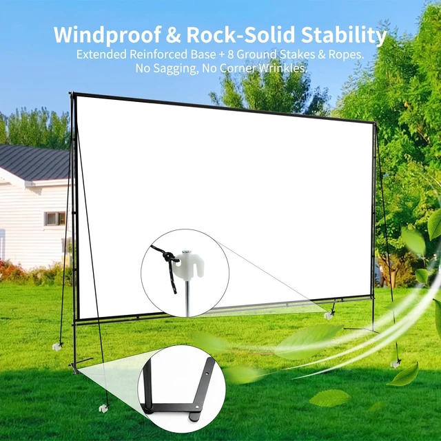 Alt view image 2 of 5 - Yanuoda 120-Inch Outdoor Projector Screen with Stand, Portable 16:9