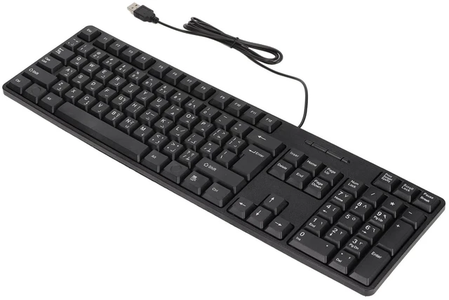 Main image of Wired Keyboard, 104 Keys USB Interface Wired Arabic Keyboard ABS Office Keyboard for Desktop Computers Black