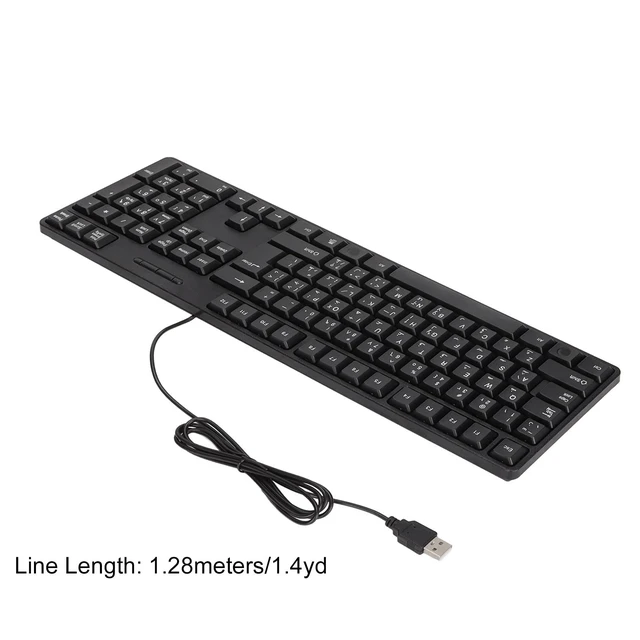 Alt view image 2 of 5 - Wired Keyboard, 104 Keys USB Interface Wired Arabic Keyboard ABS Office Keyboard for Desktop Computers Black