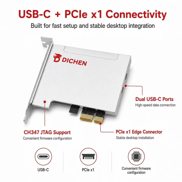 Alt view image 4 of 5 - D DICHEN 100T FPGA DMA Card, USB-C PCIe x1 Board, XC7A100T, FT601