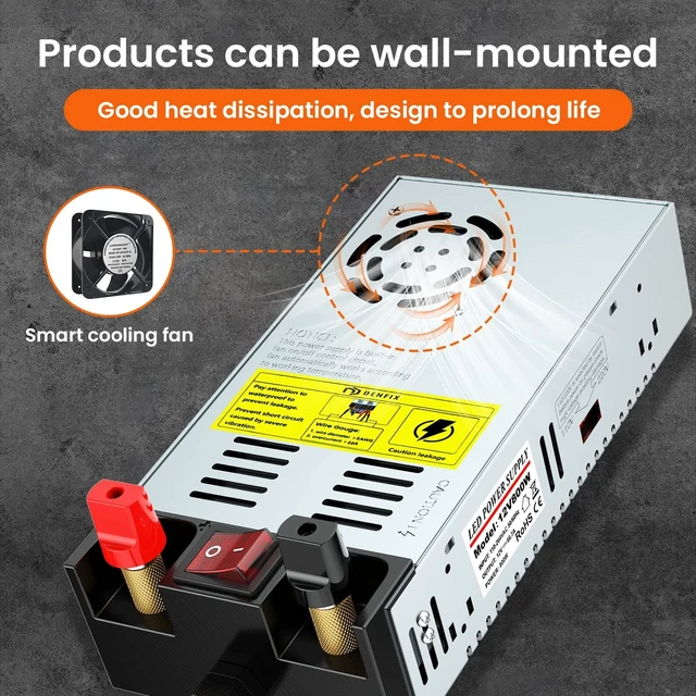 Alt view image 5 of 5 - Anbull New Version 600W 110V AC to 12V DC Converter,with ON/Off Switch
