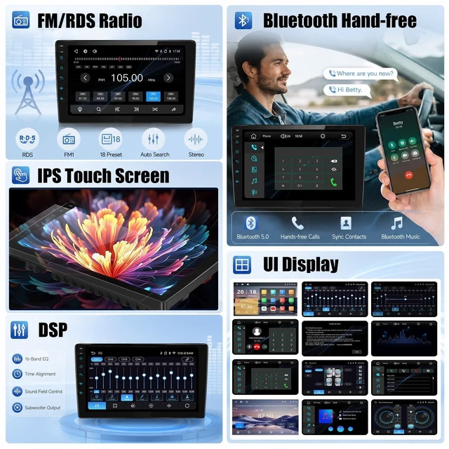 Alt view image 4 of 5 - Car Radio Stereo for Hyundai Sonata 2015 2016 2017 Wireless Apple CarPlay Android Auto9-inch IPS Touchscreen Mirror Link, Bluetooth, You-Tube Video, DSP, SWC, FM/RDS Radio, Backup Camera