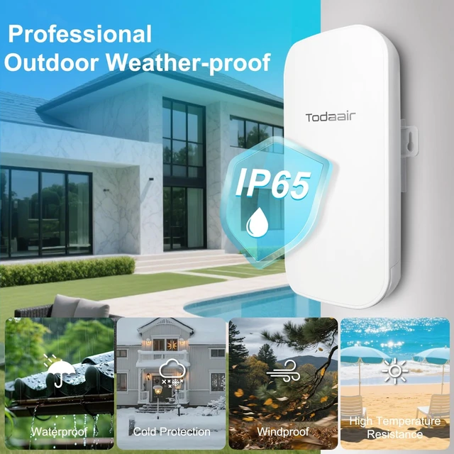Alt view image 2 of 5 - Outdoor WiFi Extender,Dual Band,IP65 Waterproof,300ft Range,30 Devices