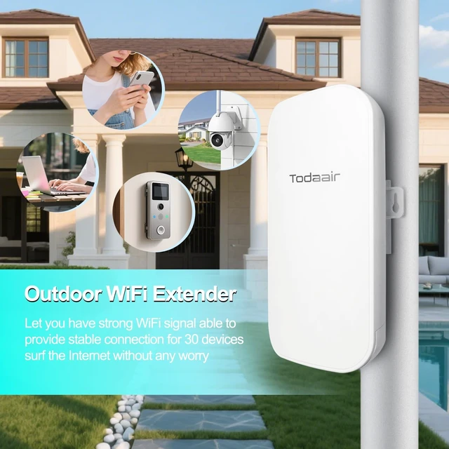 Alt view image 3 of 5 - Outdoor WiFi Extender,Dual Band,IP65 Waterproof,300ft Range,30 Devices