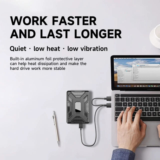 Alt view image 2 of 5 - HWAYO 1TB Portable External Hard Drive USB 3.0 Dual Drive HDD Up to 200M/s