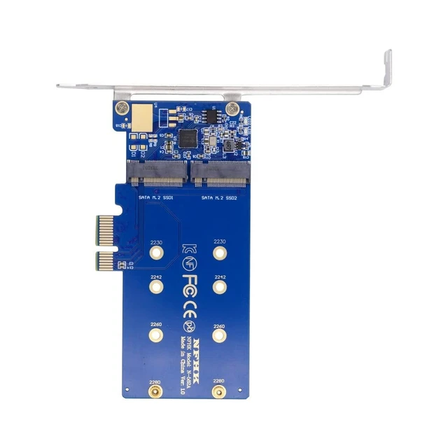 Alt view image 2 of 5 - xiwai Dual SATA SSD Card Converter JMB582 2280 NGFF Key B+M SSD to PCI-E 1x Motherboard Desktop Adapter