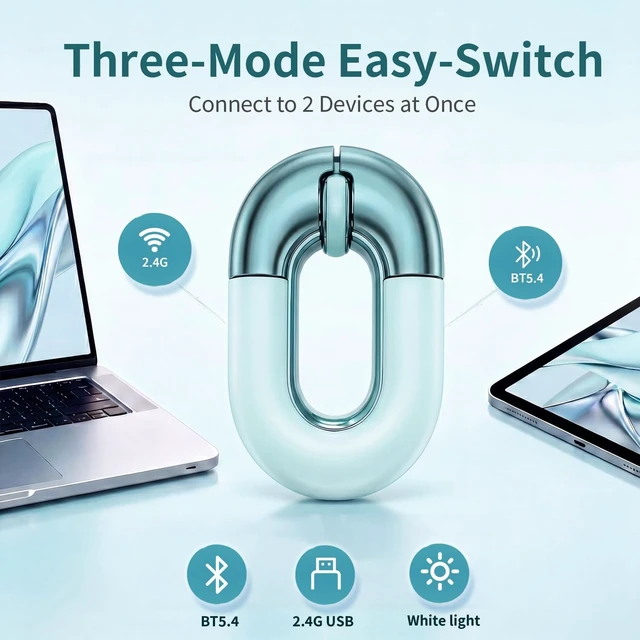 Alt view image 2 of 5 - FOPATO Bluetooth Mouse for Laptop Donut Green Wireless Mouse, Rechargeable
