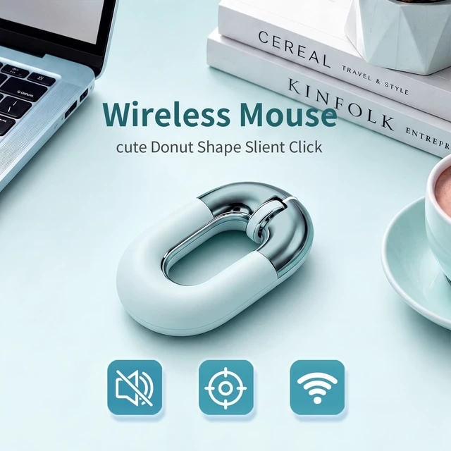 Alt view image 5 of 5 - FOPATO Bluetooth Mouse for Laptop Donut Green Wireless Mouse, Rechargeable