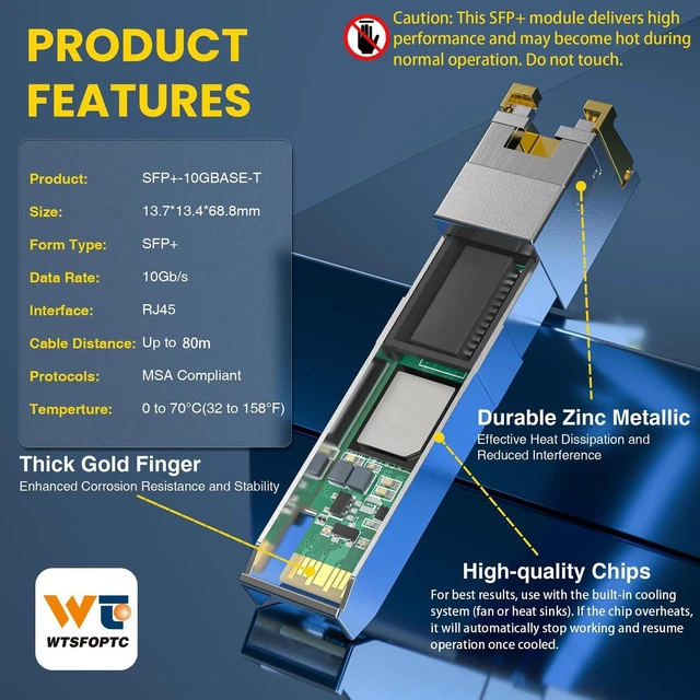 Alt view image 2 of 5 - 80 Meter 10G SFP+ to RJ45 Module 2 Pack, 10GBase-T Copper Transceiver