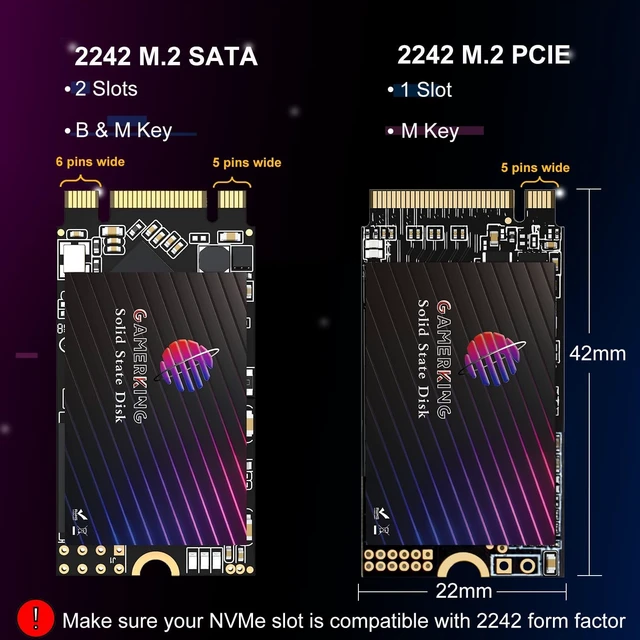 Alt view image 3 of 5 - GAMERKING 1TB M.2 2242 NVMe SSD PCIe Gen3.0 x4 3D NAND TLC High Performance Internal Solid State Drive M Key 42mm, Compatible with Desktop Laptop Ultrabook Tablet