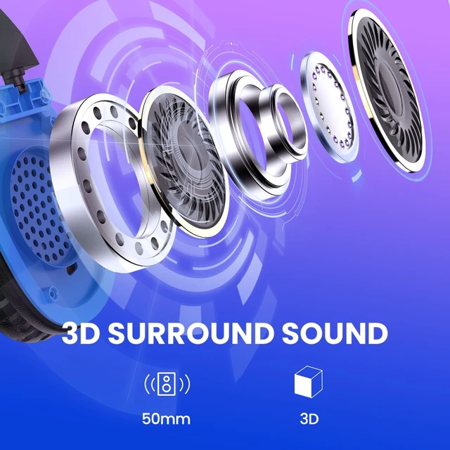 Alt view image 4 of 5 - WolfLawS Wireless Gaming Headset with Mic for PS5 PC PS4, Blue and Red