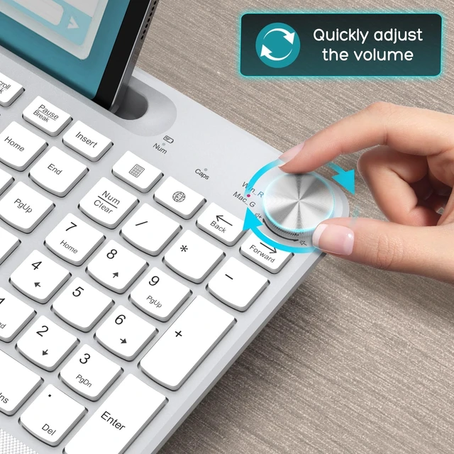 Alt view image 5 of 5 - GAMCATZ Wireless Keyboard and Mouse - Full-Sized Ergonomic Keyboard with Wrist Rest, Phone Holder, Volume Knob,2.4GHz Silent Cordless Keyboard Mouse Combo for Computer, Laptop, PC, Mac, Windows