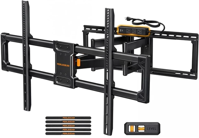 Main image of Perlegear Full Motion TV Wall Mount with Power Strip for 60120 Inch TVs