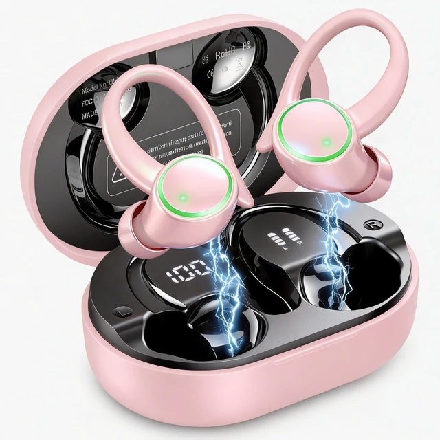 Main image of Wireless Earbuds Sports, Bluetooth 5.4 Headphones Hifi Stereo, 50H Playback Over Ear Buds, ENC Noise Cancelling Mic, IP7 Waterproof Fitness Headset for Gym Running Workout, Earphones with Earho
