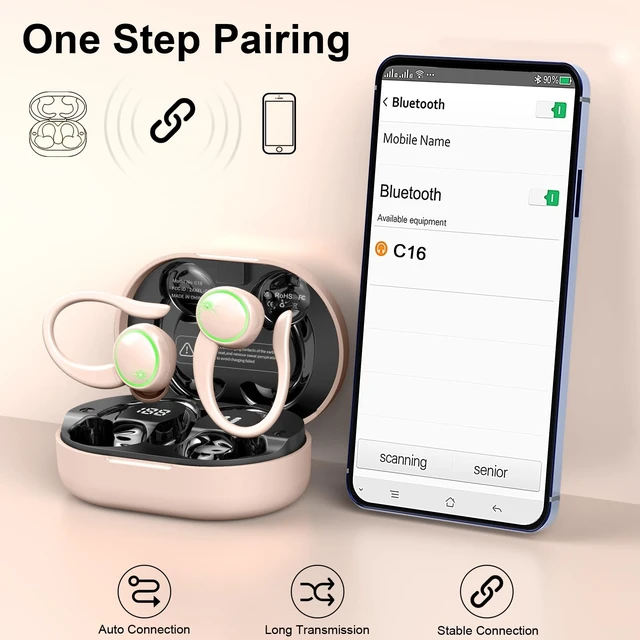 Alt view image 4 of 5 - Wireless Earbuds Sports, Bluetooth 5.4 Headphones Hifi Stereo, 50H Playback Over Ear Buds, ENC Noise Cancelling Mic, IP7 Waterproof Fitness Headset for Gym Running Workout, Earphones with Earho