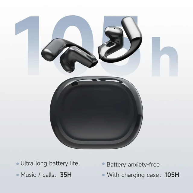 Alt view image 3 of 5 - 2-In-1 In-Ear & Open-Ear Headphones With 105H Playback Time, Night Running Warning Light, Wireless Earbuds With Clear Calls, Immersive Sound,Touch Control,Perfect For Gym / Running (Midnight Bl
