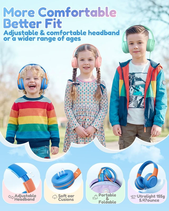 Alt view image 5 of 5 - awatrue AT2C USB-C Kids Headphones with Mic - 85/94dB Volume Limiter