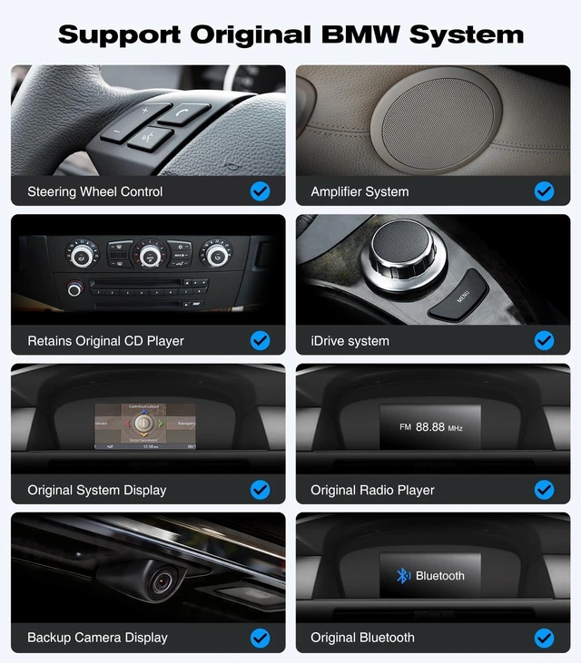 Alt view image 5 of 5 - 9.3" Touch Screen CarPlay Radio for BMW 5 Series E60 E61 E63 E64 E90 E91 E92 E93 2005-2008 CCC System Upgrade Android Auto Car Multimedias Player Original Stereo iDrive Amplifer Retained