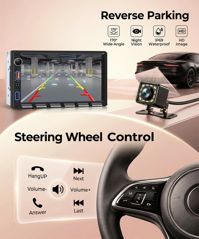 Alt view image 5 of 5 - KYNNT Double Din Car Radio Stereo, 7 inch Touch Screen Radio