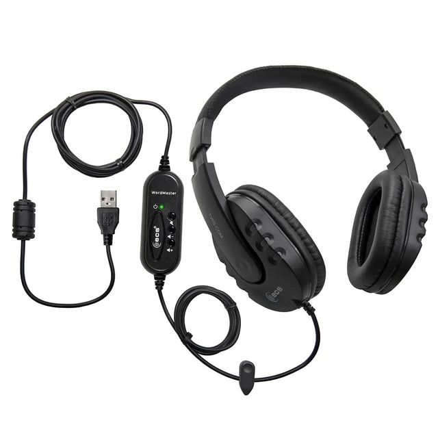 Alt view image 3 of 5 - ECS WordMaster USB Transcription Headset with Infinity-3 USB Foot Pedal