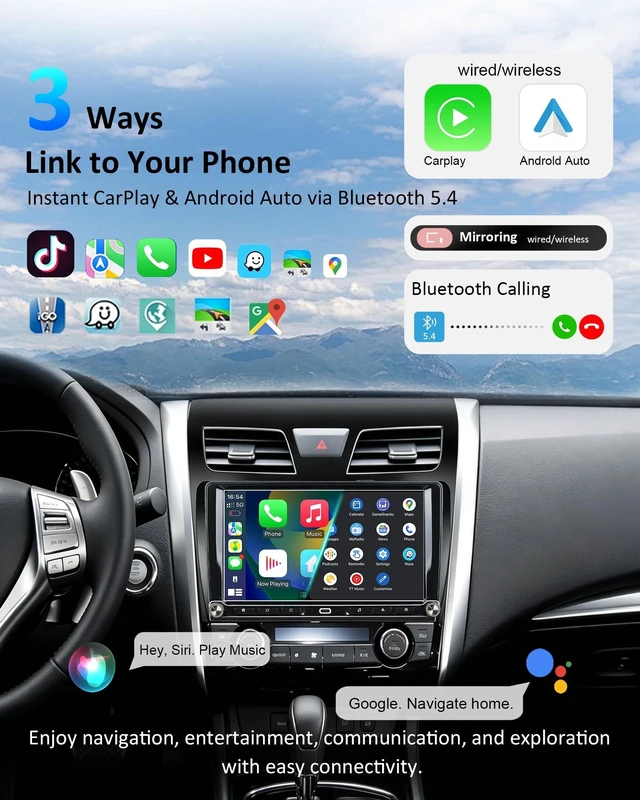 Alt view image 3 of 5 - 8-Core 4+64G Car Radio for Nissan Altima 2013-2018, Physical Buttons Knobs