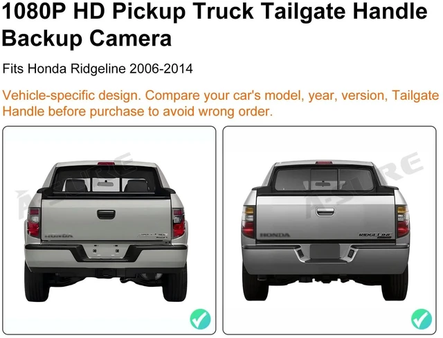 Alt view image 2 of 5 - ASURE Tailgate Handle with Backup Camera Replacement for Honda Ridgeline 2006-2014 1080P HD 170 Rear View Camera Night Vision IP68 Waterproof Wide Angle Truck Reverse Camera