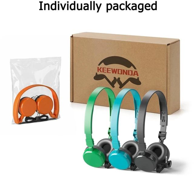 Alt view image 2 of 5 - Keewonda 8-Pack Bulk Classroom Headphones 85dB Volume Limited 3.5mm Jack School Headsets for Students Adults