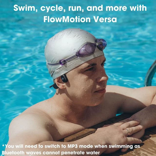 Alt view image 3 of 5 - FlowMotion Versa Open-Ear Swimming Headphones Bluetooth Bone Conduction Headphones, 32GB MP3 Player, IP68 Waterproof, Secure Fit for Workouts, Running, Swimming, Cycling, Gym, Built-in Microphone