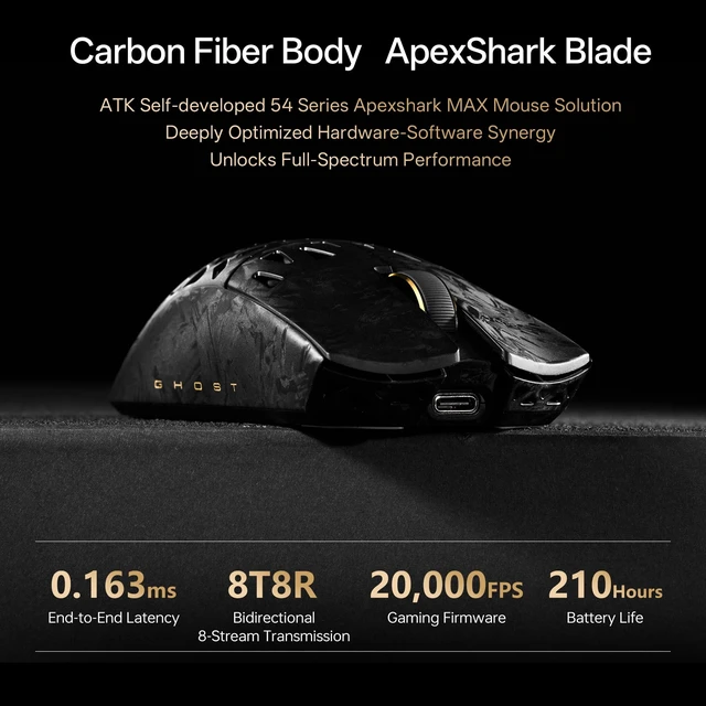 Alt view image 5 of 5 - ATK Blazing Sky Ghost Extreme Wireless Gaming Mouse - Black