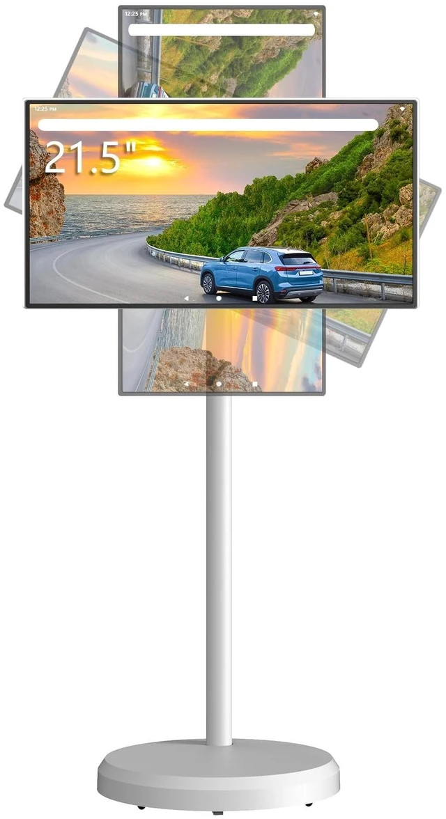 Main image of 21.5" FHD Portable Smart TV on Wheels, Android 13 OS,4GB+64GB (White)