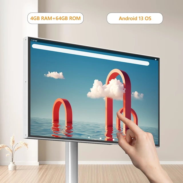 Alt view image 4 of 5 - 21.5" FHD Portable Smart TV on Wheels, Android 13 OS,4GB+64GB (White)