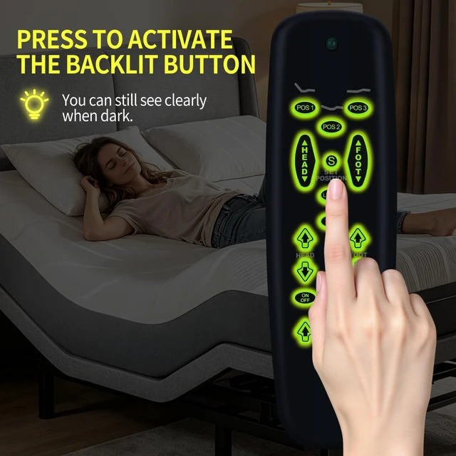 Alt view image 4 of 5 - FQOUG Ergo Raven Replacement Remote Control for Tempurpedic Adjustable Bed (New 2020 Black Version - See Pics)