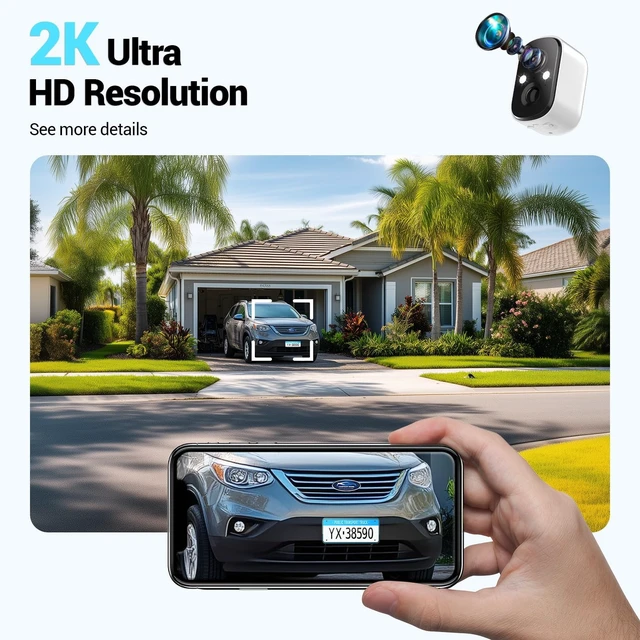 Alt view image 2 of 5 - Techage 2K Solar Security Cameras Wireless Outdoor with AI Motion Detection