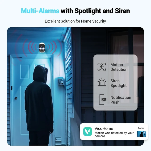 Alt view image 5 of 5 - Techage 2K Solar Security Cameras Wireless Outdoor with AI Motion Detection