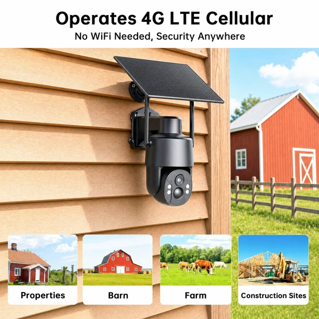 Alt view image 2 of 5 - Tefrio No WiFi Security Camera, 4G LTE Cellular Signal, 4MP 360 Live View
