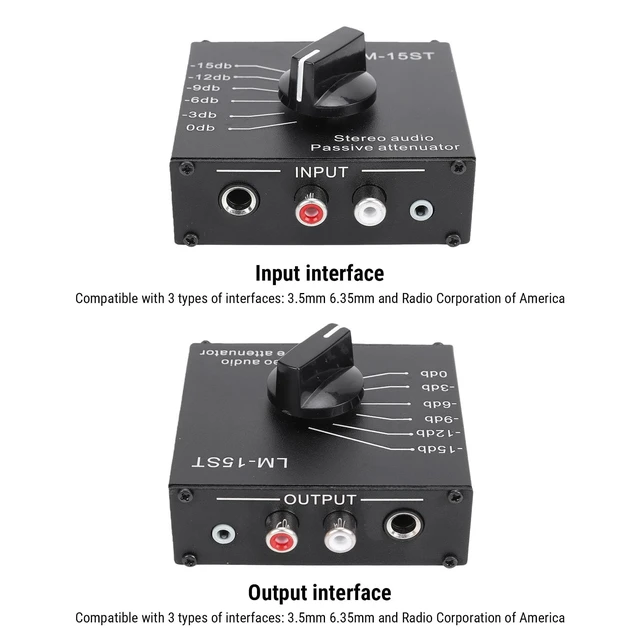 Alt view image 3 of 5 - Serounder Passive Stereo Sound Attenuator, 6 Switchable Modes 15db to 0db, with 3.5mm 6.35mm Interfaces, for Home Theater and Professional Sound Performances