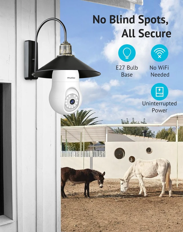 Alt view image 3 of 5 - LaView 4G LTE Cellular Light Bulb Security Camera,3602K Security Cameras Wireless Outdoor Indoor 4MP Full Color Day and Night,Motion Detection, Audible Alarm,Easy Installation (2PK)