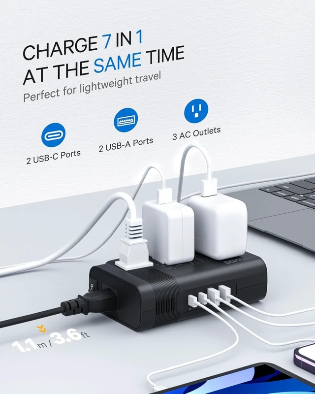 Alt view image 5 of 5 - DOACE 350W Voltage Converter US to Europe for Hair Straighteners