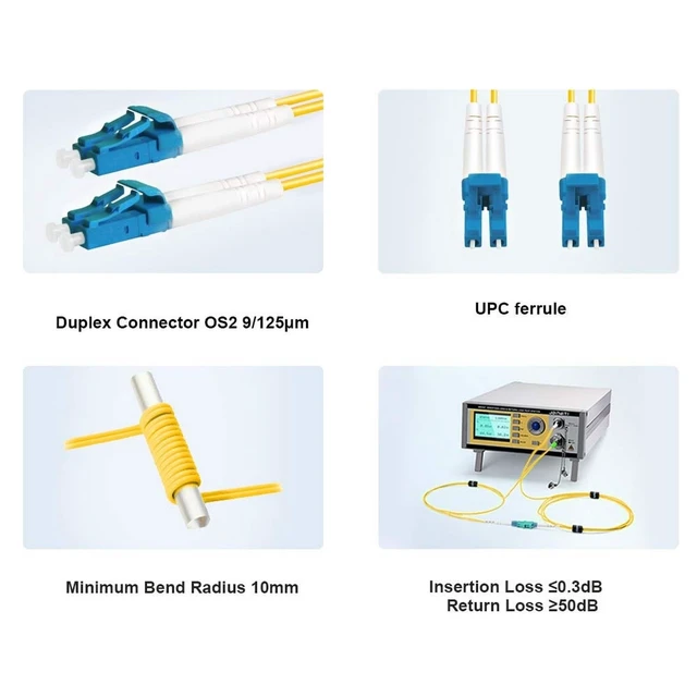 Alt view image 3 of 5 - FLYPROFiber- LC to LC Single Mode Fiber Patch Cable OS2 20M/66ft 6 Pack