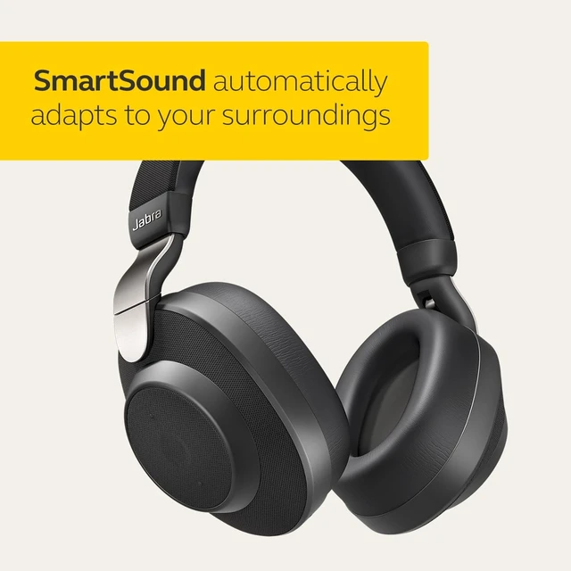 Alt view image 2 of 5 - Jabra Elite 85h Titanium Black Bluetooth Noise-Canceling Headphones, Over-Ear, 36-Hour Battery Life, Water Resistant, ANC, SmartSound, Fast Charging