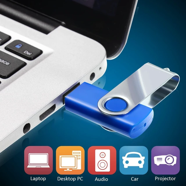 Alt view image 4 of 5 - Outus 50 Pack USB 2.0 Flash Drives Bulk, Blue Swivel with Lanyards,512 MB