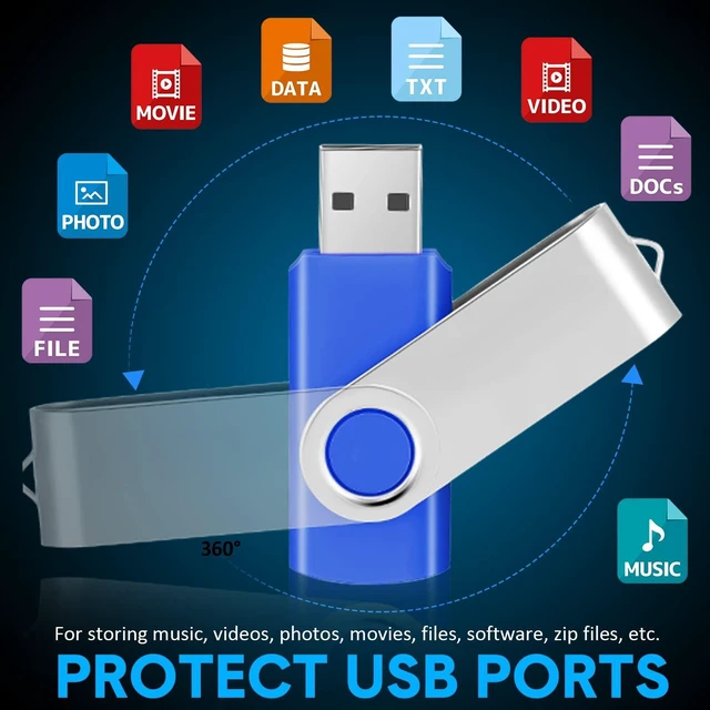 Alt view image 5 of 5 - Outus 50 Pack USB 2.0 Flash Drives Bulk, Blue Swivel with Lanyards,512 MB