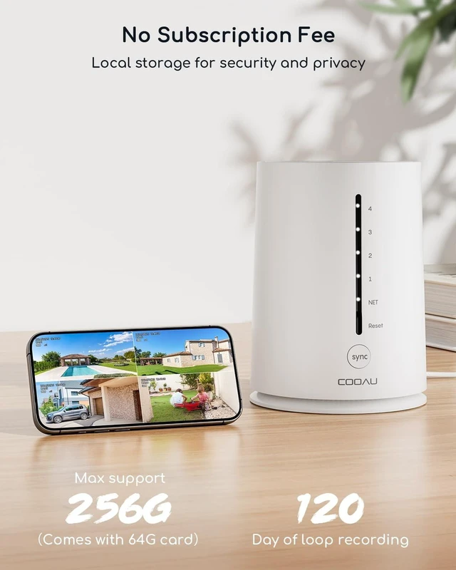 Alt view image 3 of 5 - COOAU 2.5K/4MP Solar Security Cameras Wireless Outdoor, 64GB Local Storage
