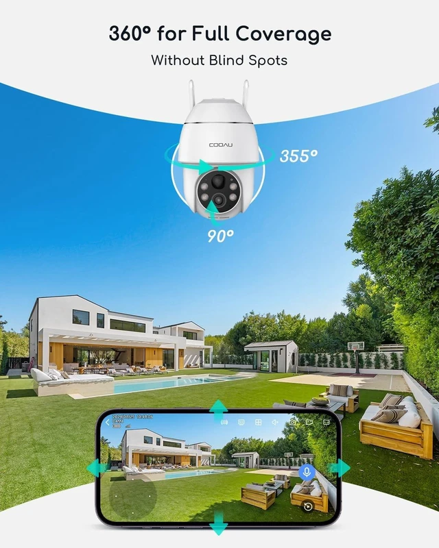 Alt view image 4 of 5 - COOAU 2.5K/4MP Solar Security Cameras Wireless Outdoor, 64GB Local Storage