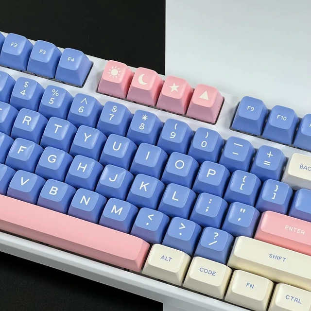 Alt view image 2 of 5 - iRoboosta PBT Keycaps, SA Profile Double Shot Keycap Light Blue 168 Keys Key caps Full Set, Custom Keycaps for Cherry MX Switches Mechanical Keyboard (Gift)