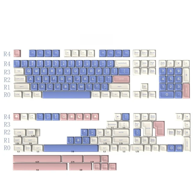 Alt view image 4 of 5 - iRoboosta PBT Keycaps, SA Profile Double Shot Keycap Light Blue 168 Keys Key caps Full Set, Custom Keycaps for Cherry MX Switches Mechanical Keyboard (Gift)